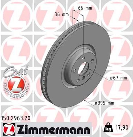 Диск переднього гальма 150296320 ZIMMERMANN