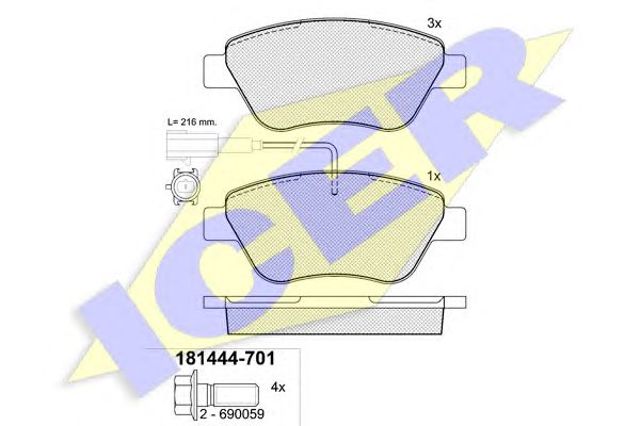 Колодки передні 181444701 ICER