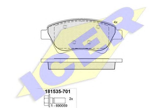 Передні гальмівні колодки 181535701 ICER