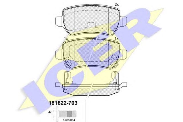 Задні дискові колодки 181622703 ICER