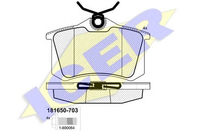 Колодки гальмові задні, дискові 181650703 ICER