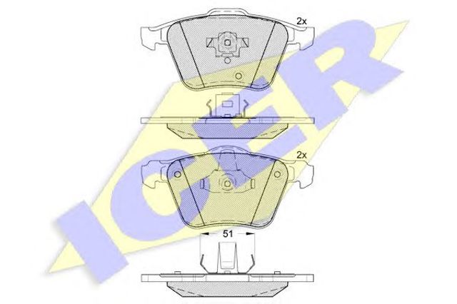 Передні гальмівні колодки 181655 ICER