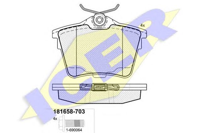 Колодки гальмові задні, дискові 181658703 ICER