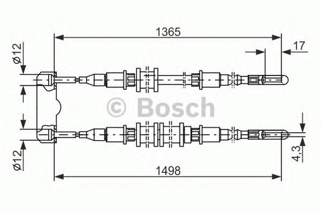 Трос ручного гальма задній, правий/лівий 1987477130 BOSCH