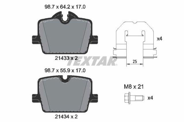 Колодки гальмові задні, дискові 2143301 TEXTAR