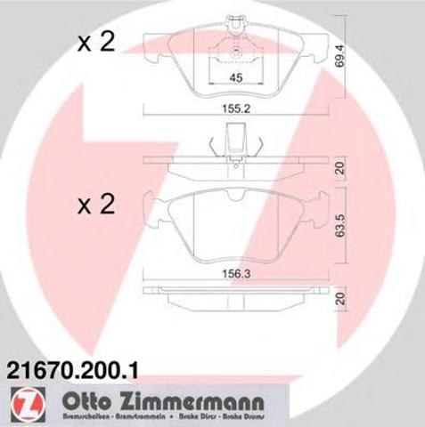 Передні гальмівні колодки 216702001 ZIMMERMANN
