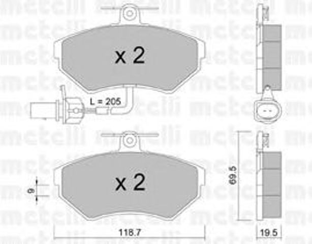 Колодки гальмівні передні, дискові 2202152 METELLI
