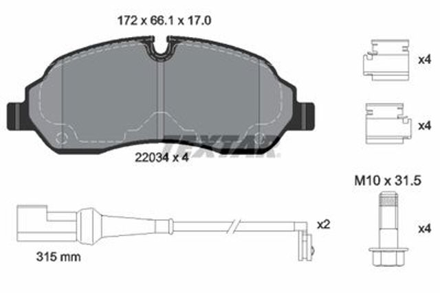 Передні гальмівні колодки 2203401 TEXTAR