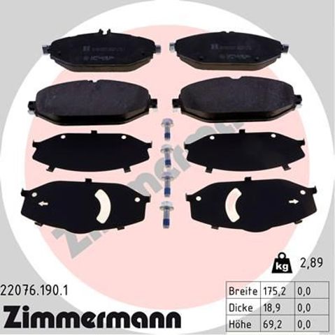 Колодки гальмівні передні, дискові 220761901 ZIMMERMANN