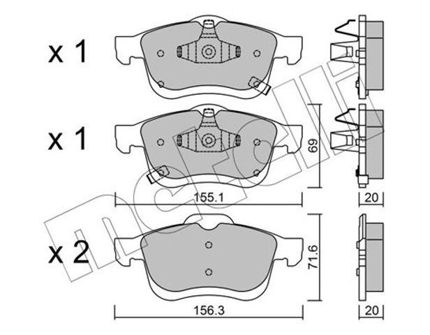 Колодки гальмівні передні, дискові 2208242 METELLI