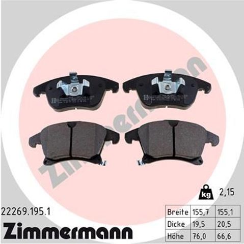 Передні гальмівні колодки 222691951 ZIMMERMANN