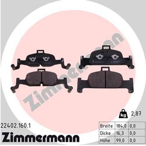 Колодки гальмівні дискові комплект 224021601 ZIMMERMANN