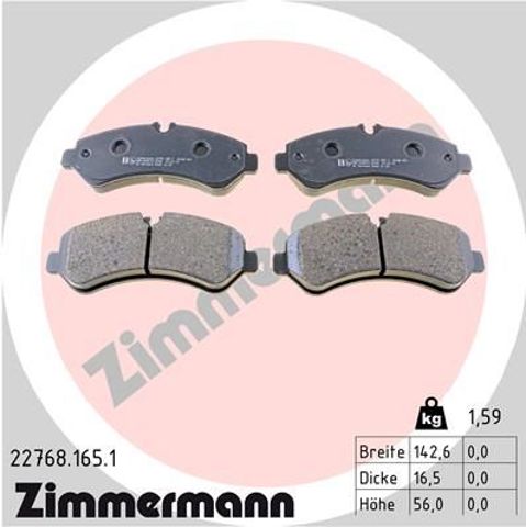 Колодки гальмівні дискові комплект 227681651 ZIMMERMANN