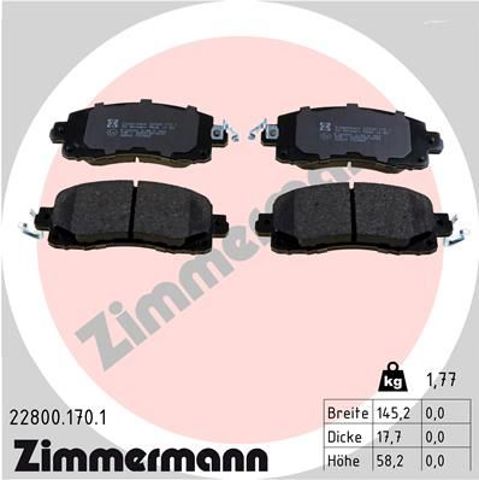 Колодки гальмівні дискові комплект 228001701 ZIMMERMANN