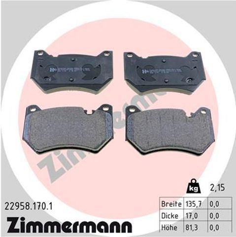 Гальмівні колодки 229581701 ZIMMERMANN