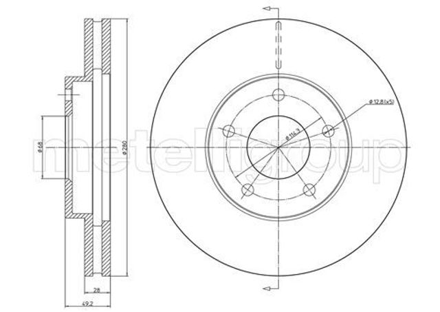 Гальмо дискове переднє 230764C METELLI