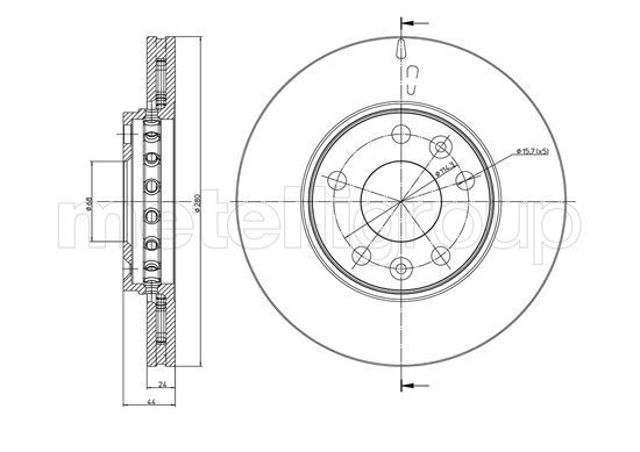Гальмо дискове переднє 230981C METELLI