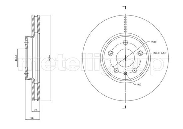 Диск переднього гальма 231790C METELLI