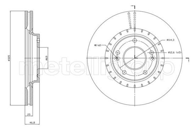 Диск переднього гальма 231818C METELLI