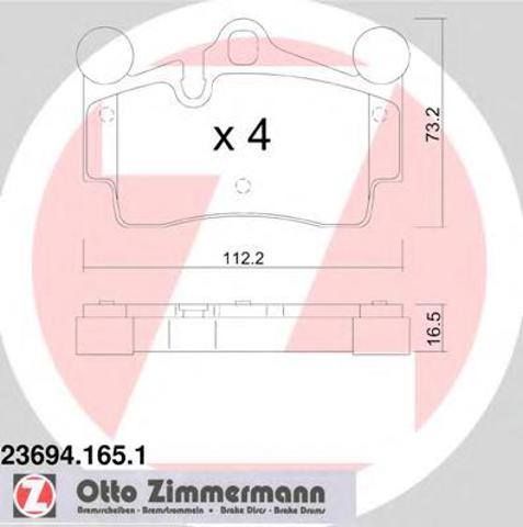 Комплект задніх колодок 236941651 ZIMMERMANN