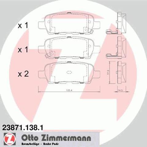 Задні дискові колодки 238711381 ZIMMERMANN