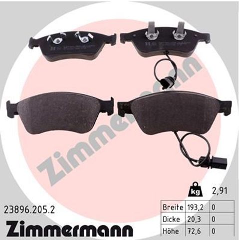 Колодки передні 238962052 ZIMMERMANN