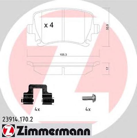 Комплект задніх колодок 239141702 ZIMMERMANN