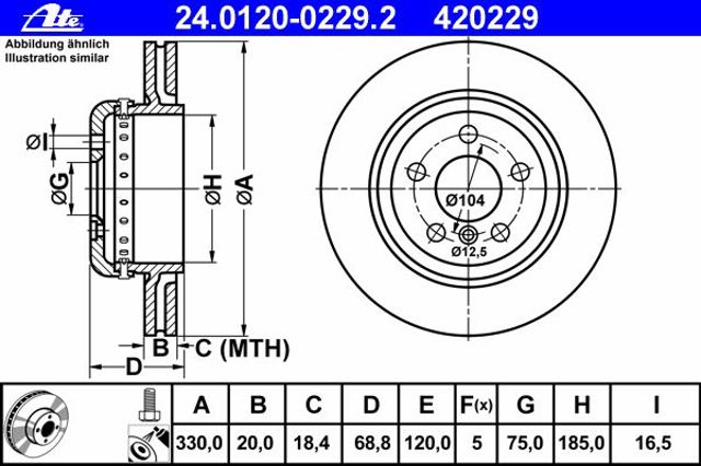 Диск тормозной, bmw 5 (f10/f11), 09-17 24.0120-0229.2