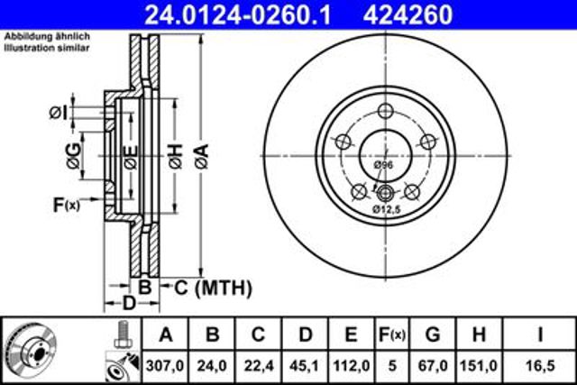 Диск тормозной, bmw 1 (f40), 2 (f44/f45/f46), x1 (f48), x2 (f39)  mini 24.0124-0260.1