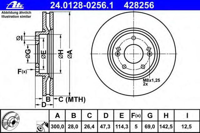 Диск тормозной, передний, 300mm hyundai i40, ix35, sonata  kia optima, sportage 04- 24.0128-0256.1