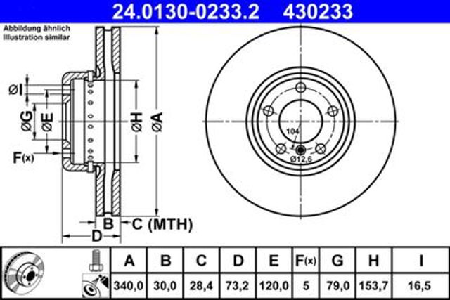 Диск тормозной, bmw 1 (f20/f21), 2 (f22/f23), 3 (f30/f31/f34), 4 (f32/f33/f36) 24.0130-0233.2