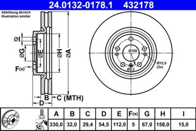 Диск тормозной, передний, 330mm mb gle (w166) 24.0132-0178.1