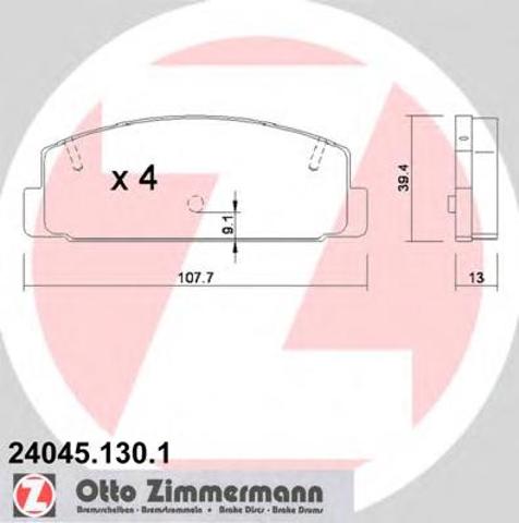 Задні дискові колодки 240451301 ZIMMERMANN