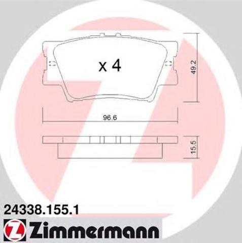 Комплект задніх колодок 243381551 ZIMMERMANN