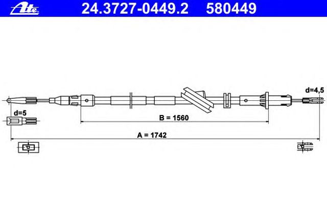 Трос ручного гальма (задній) (l=r) mb e-class (w211) 02-09 (1735мм/1560мм) 24372704492