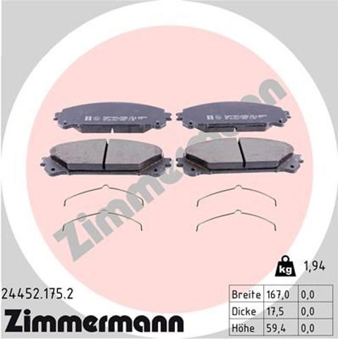 Колодки гальмівні передні, дискові 244521752 ZIMMERMANN
