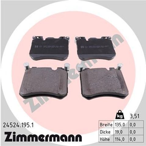 Передні гальмівні колодки 245241951 ZIMMERMANN