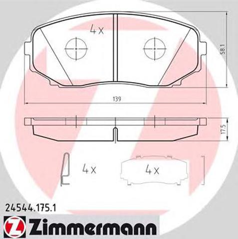 Колодки гальмівні передні, дискові 245441751 ZIMMERMANN