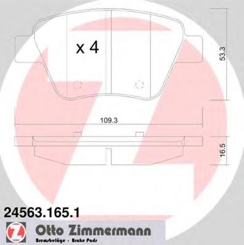 Колодки гальмові задні, дискові 245631651 ZIMMERMANN