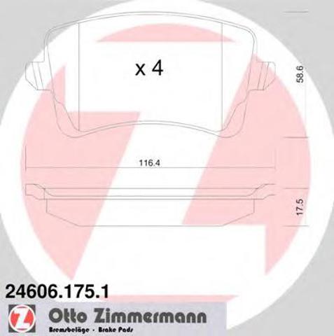 Комплект задніх колодок 246061751 ZIMMERMANN