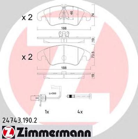 Передні гальмівні колодки 247431902 ZIMMERMANN