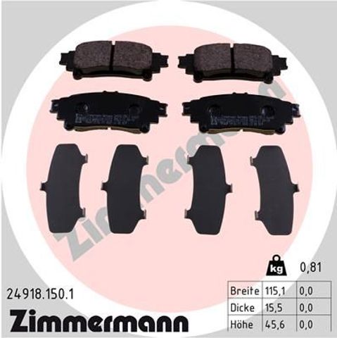 Колодки гальмівні задні, дискові 249181501 ZIMMERMANN
