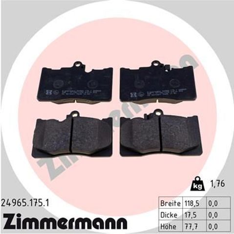 Колодки гальмівні передні, дискові 249651751 ZIMMERMANN