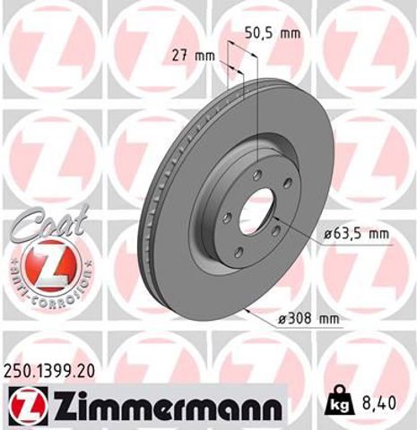 Гальмо дискове переднє 250139920 ZIMMERMANN