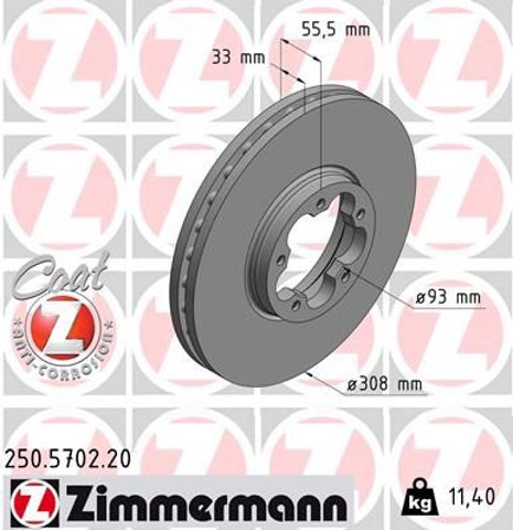 Диск переднього гальма 250570220 ZIMMERMANN