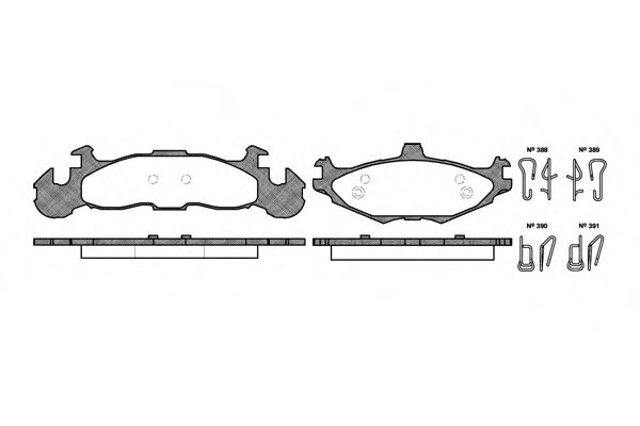 Комплект гальмівних колодок chrysler es, le baron, saratoga; plymouth sundance 2.2/2.5/3.0 03.86-12.96 2519.00