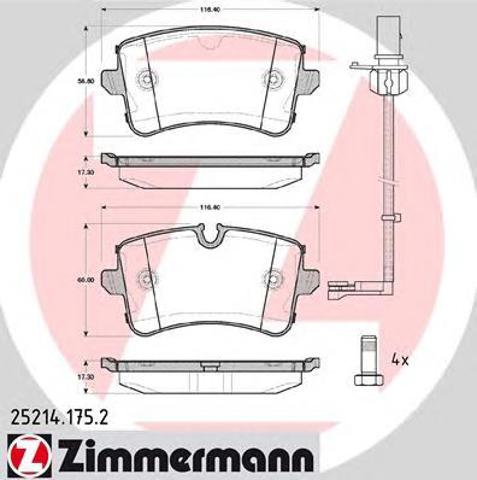 Задні гальмівні колодки 252141752 ZIMMERMANN