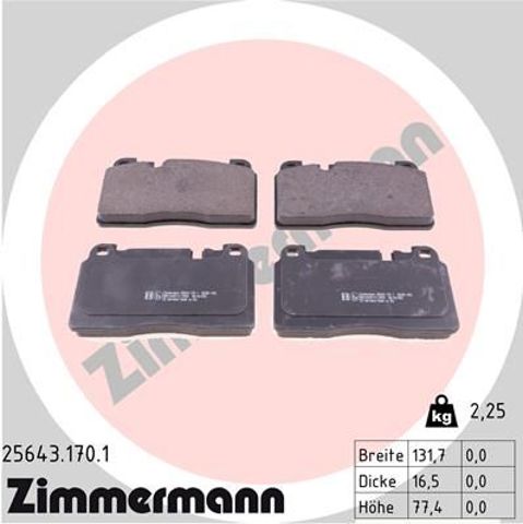Передні гальмівні колодки 256431701 ZIMMERMANN