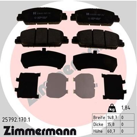 Передні гальмівні колодки 257921701 ZIMMERMANN