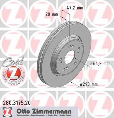 Диск гальмівний передній 280317520 ZIMMERMANN